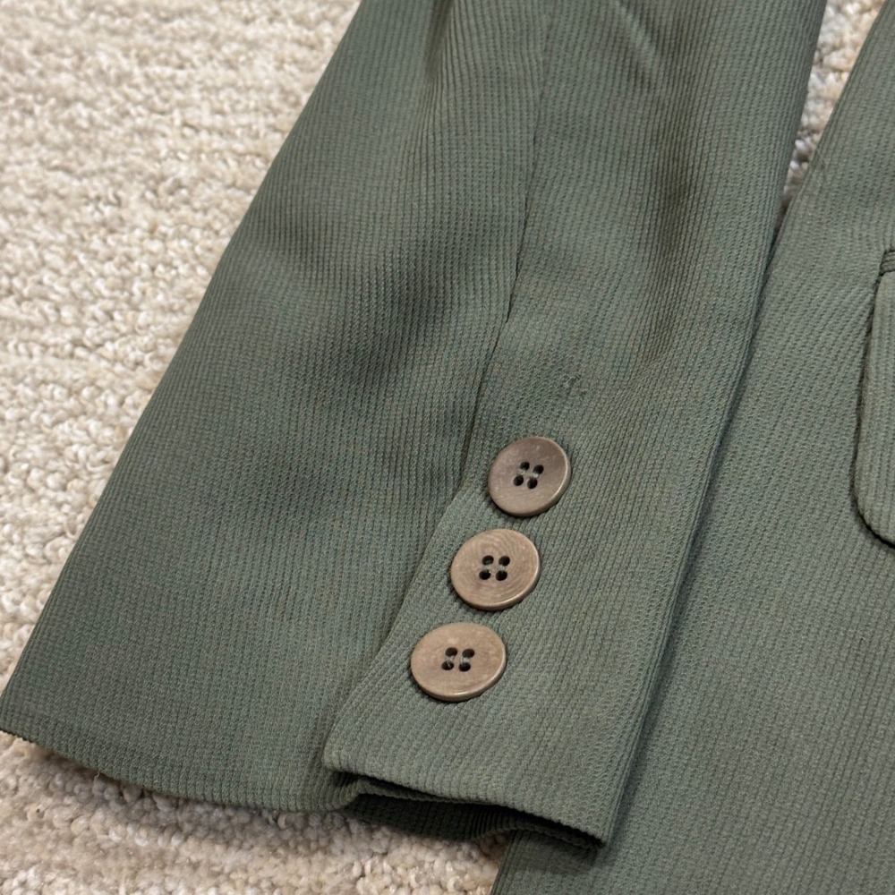 Ann Taylor Vintage 100% Silk Blazer Olive Green Button Front Jacket Womens 10 - Picture 5 of 12